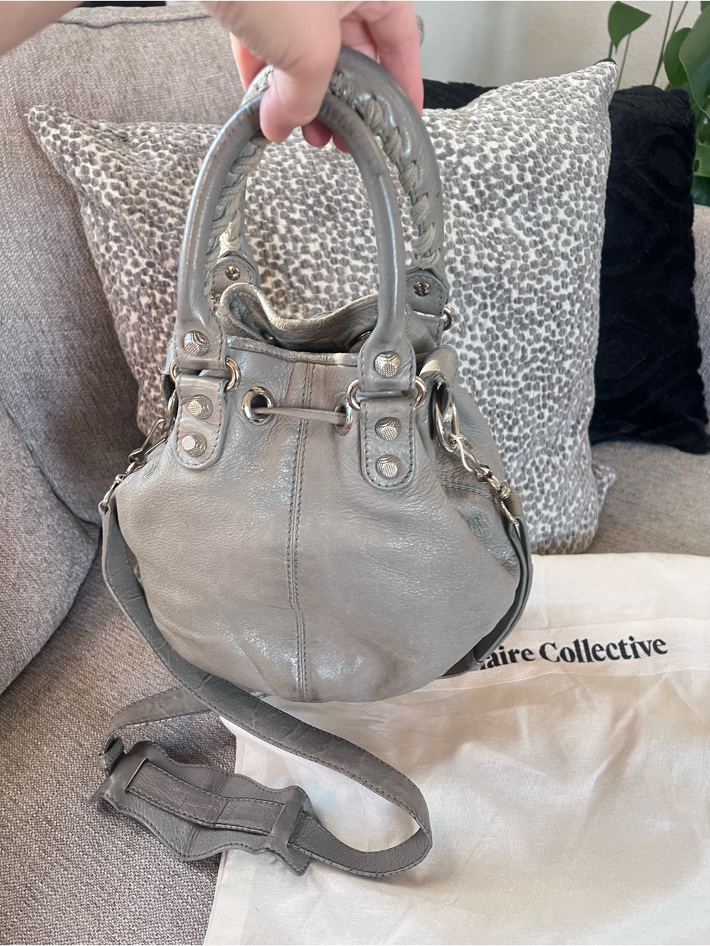 Balenciaga Grey City Le Cagole Motocross Pompon Bucket Bag - Picture 5 of 12